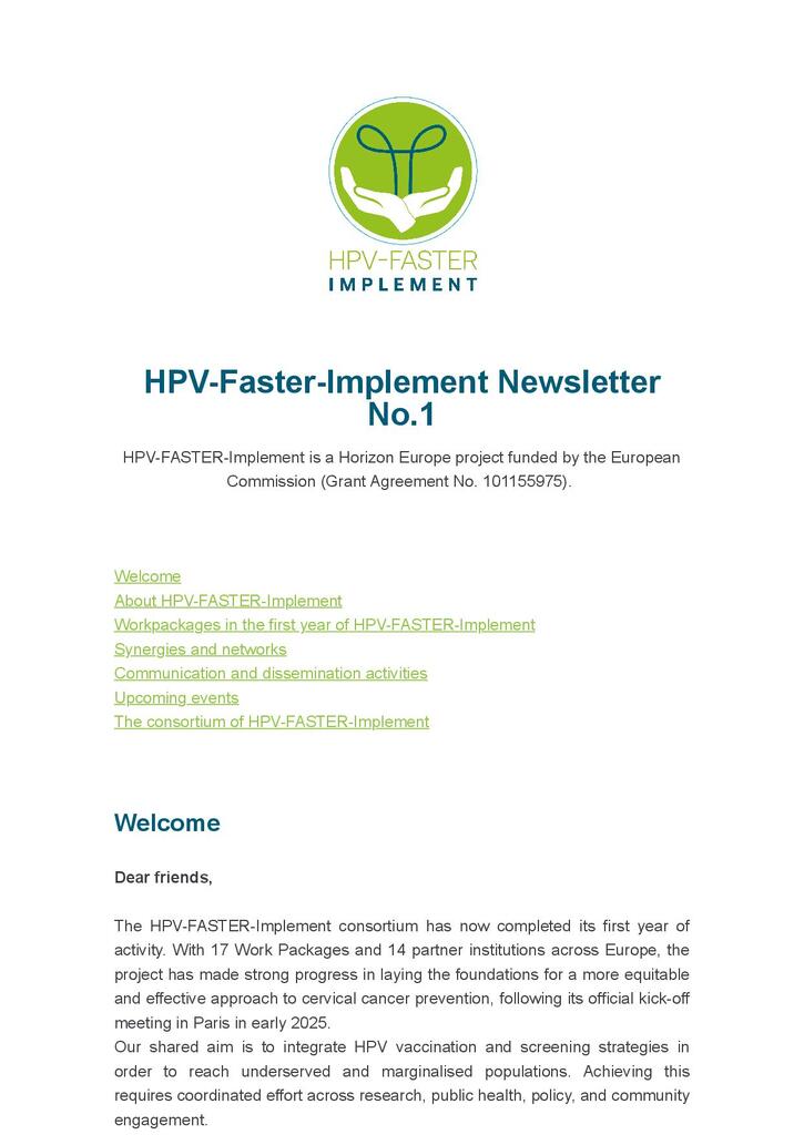 1 Newsletter HPV FASTER Implement